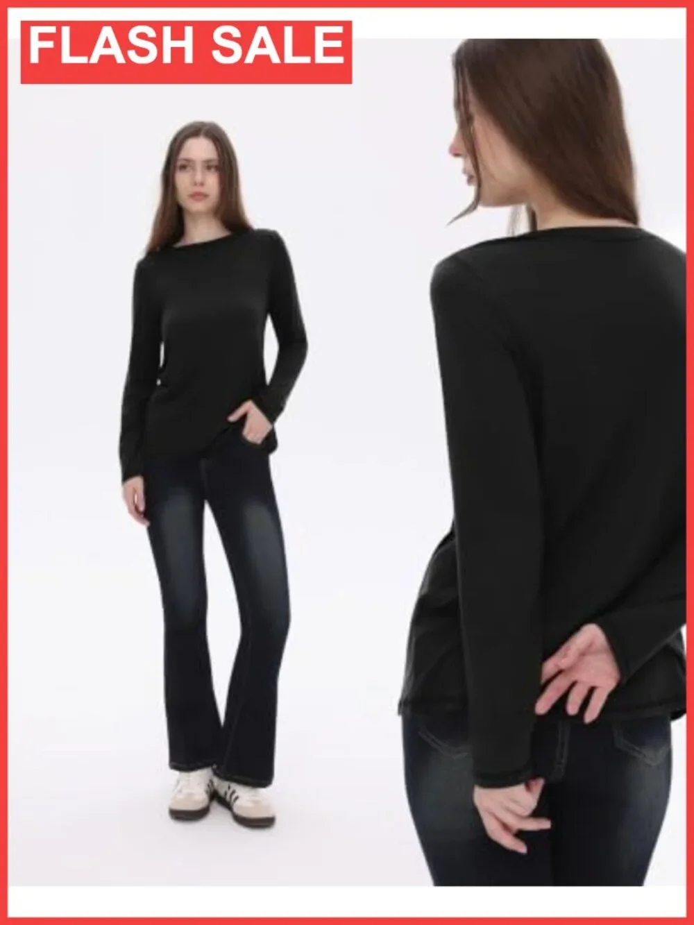 Long Sleeve T-Shirt Relaxed Fit Crew Neck Casual Fall Top